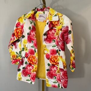Weatherproof Girls Floral spring pea coat in Pink, Yellow & Green